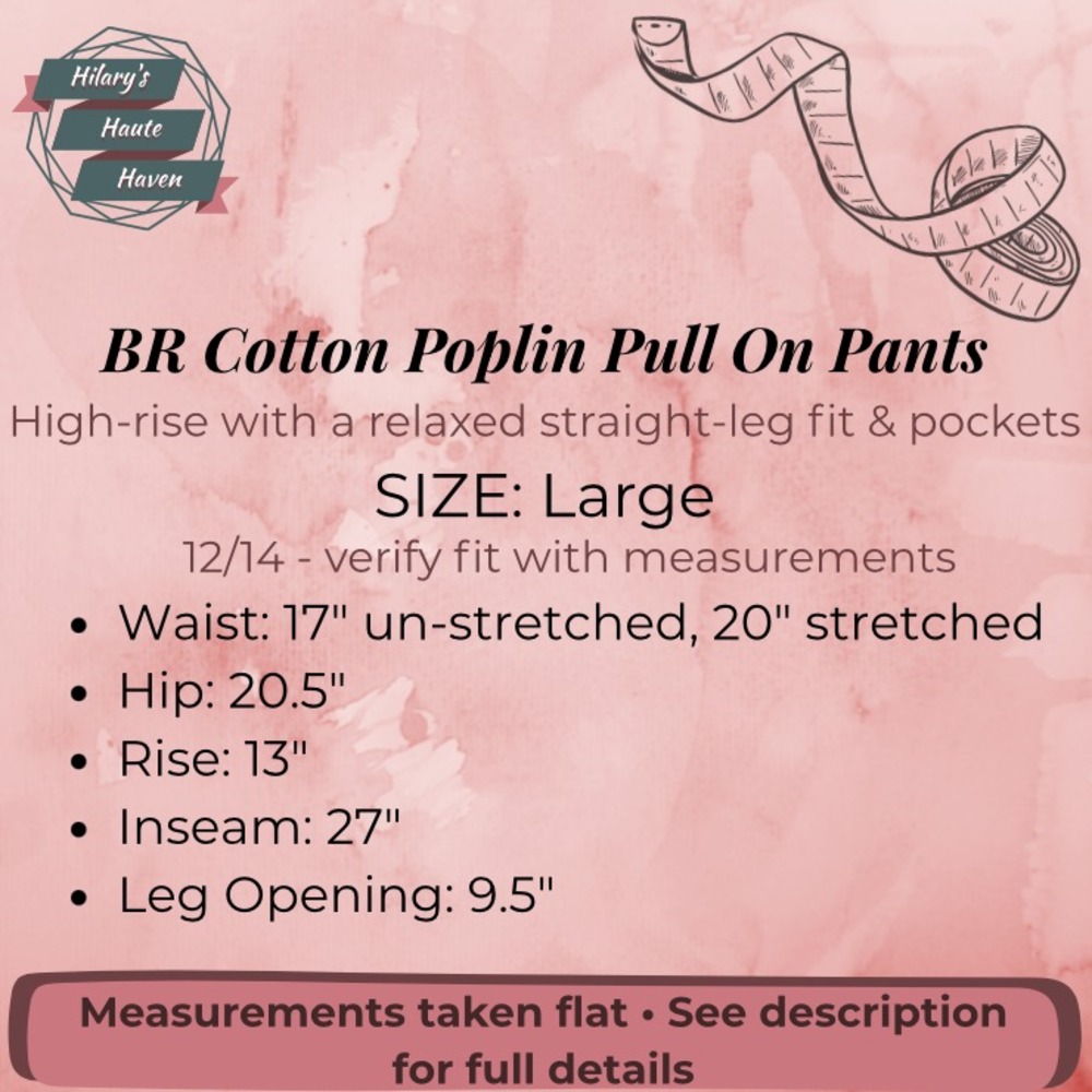 Banana Republic Cotton Poplin Pull-On Pants Large Black High Rise NWT Pockets - Picture 5 of 14
